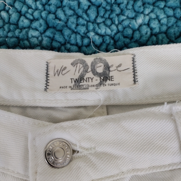 We the Free People Button Fly White Ripped Raw Hem High Rise Jeans - Picture 4 of 13